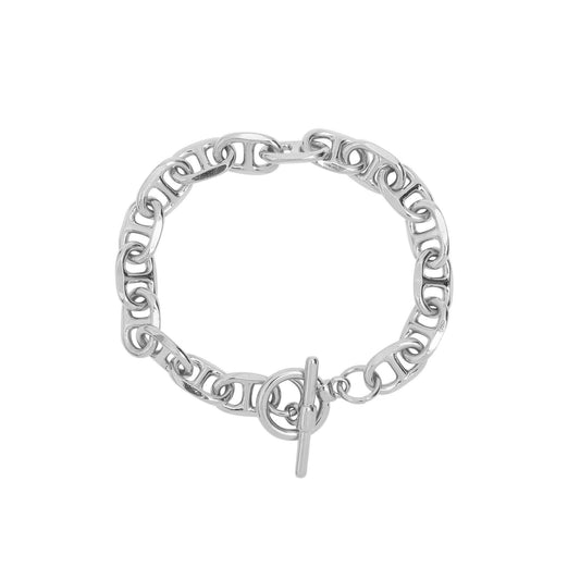 Chunky Silver Mariner Chain Bracelet Toggle Closure