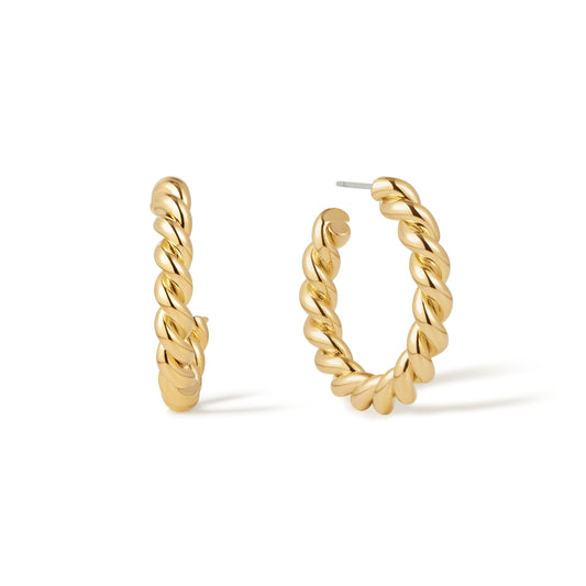 Large Gold Chunky Croissant Hoops