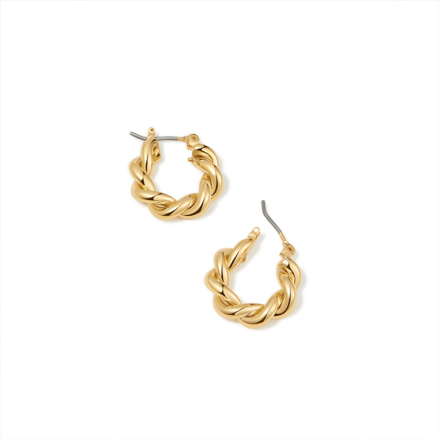 Gold Twist Croissant Small Hoops