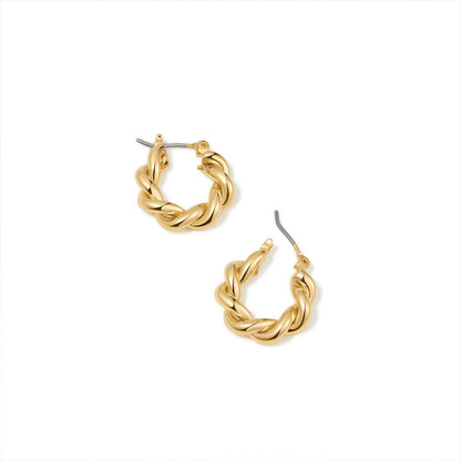 Gold Twist Croissant Small Hoops