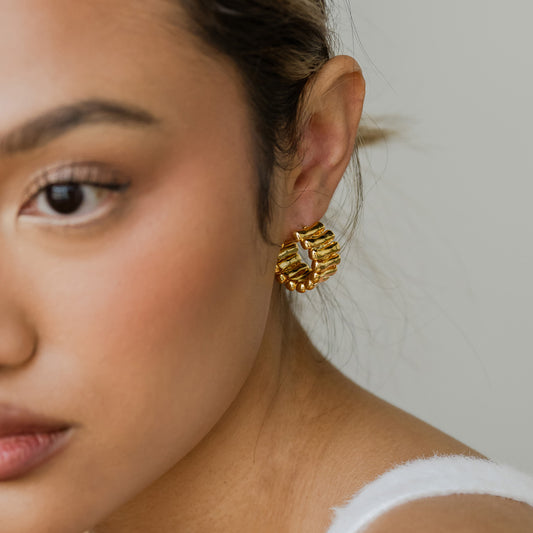 Gold Chunky Multilayered Hoops