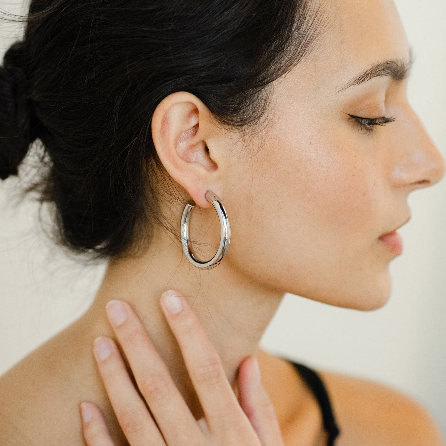 Large Silver Hoop Earrings