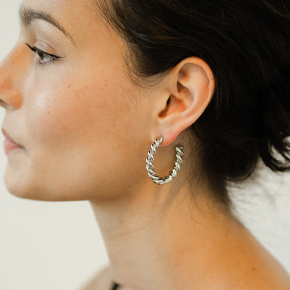 Large Silver Chunky Croissant Dome Hoops