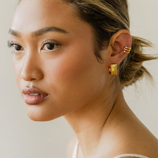 Thick Square Gold Hoops