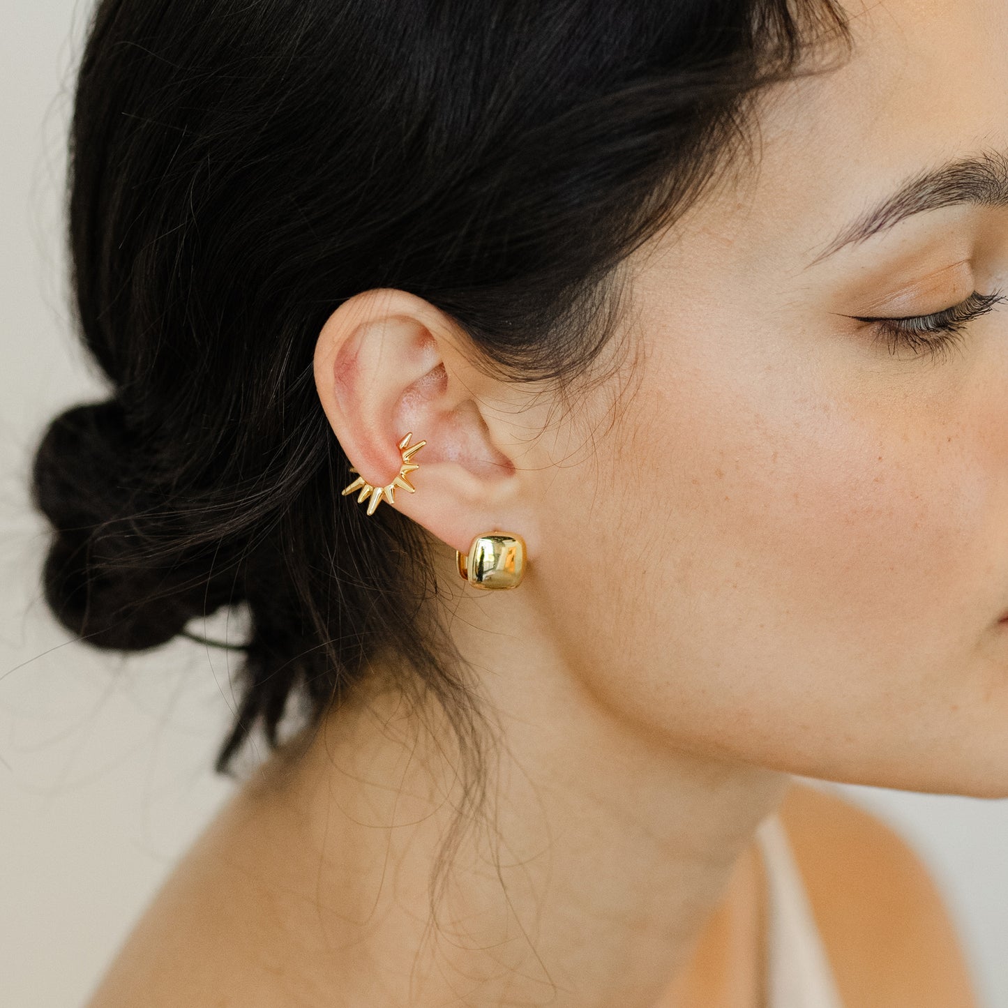 Gold Simple Spike Ear Cuffs