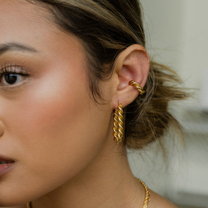 Gold Chunky Croissant Oval Hoops