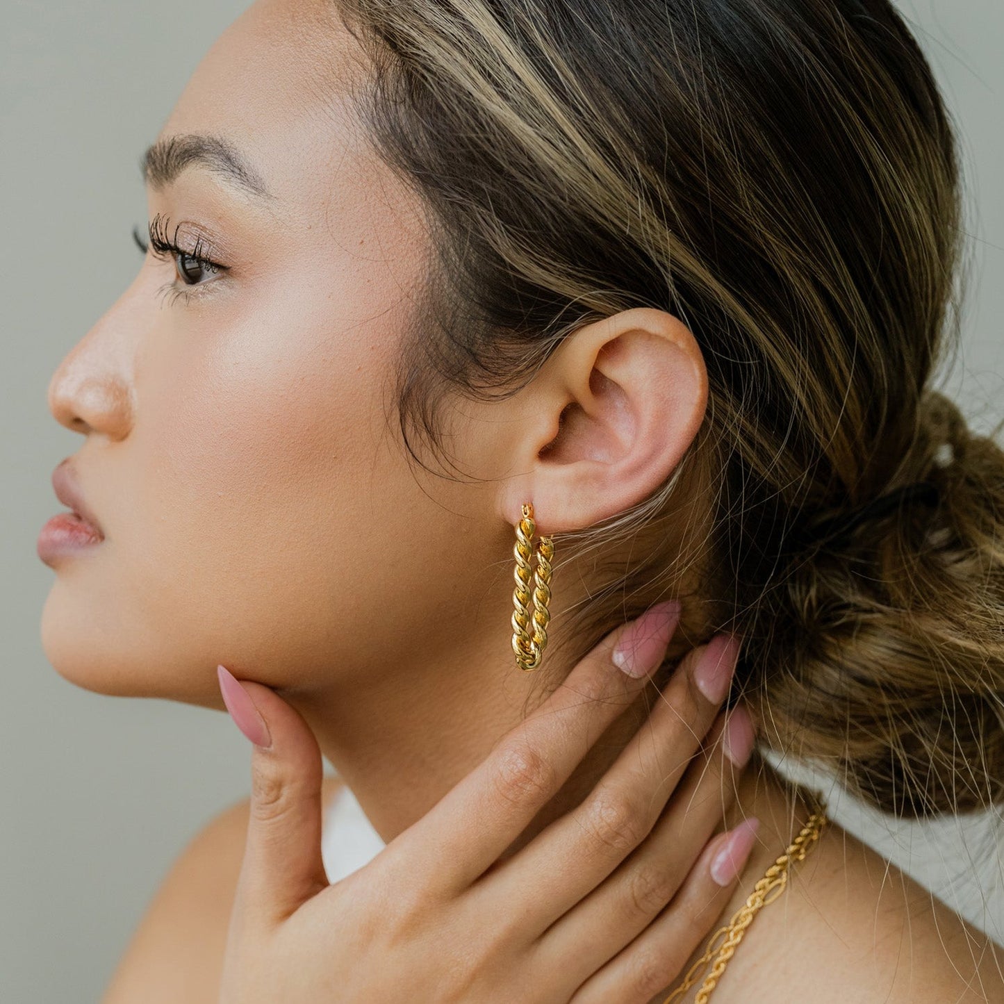 Gold Chunky Croissant Oval Hoops