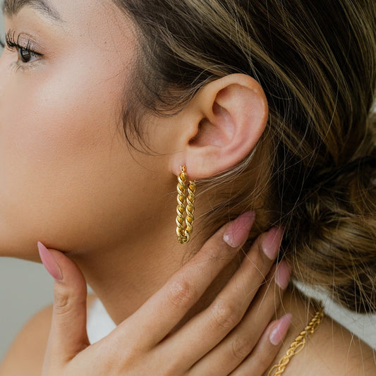 Gold Chunky Croissant Oval Hoops