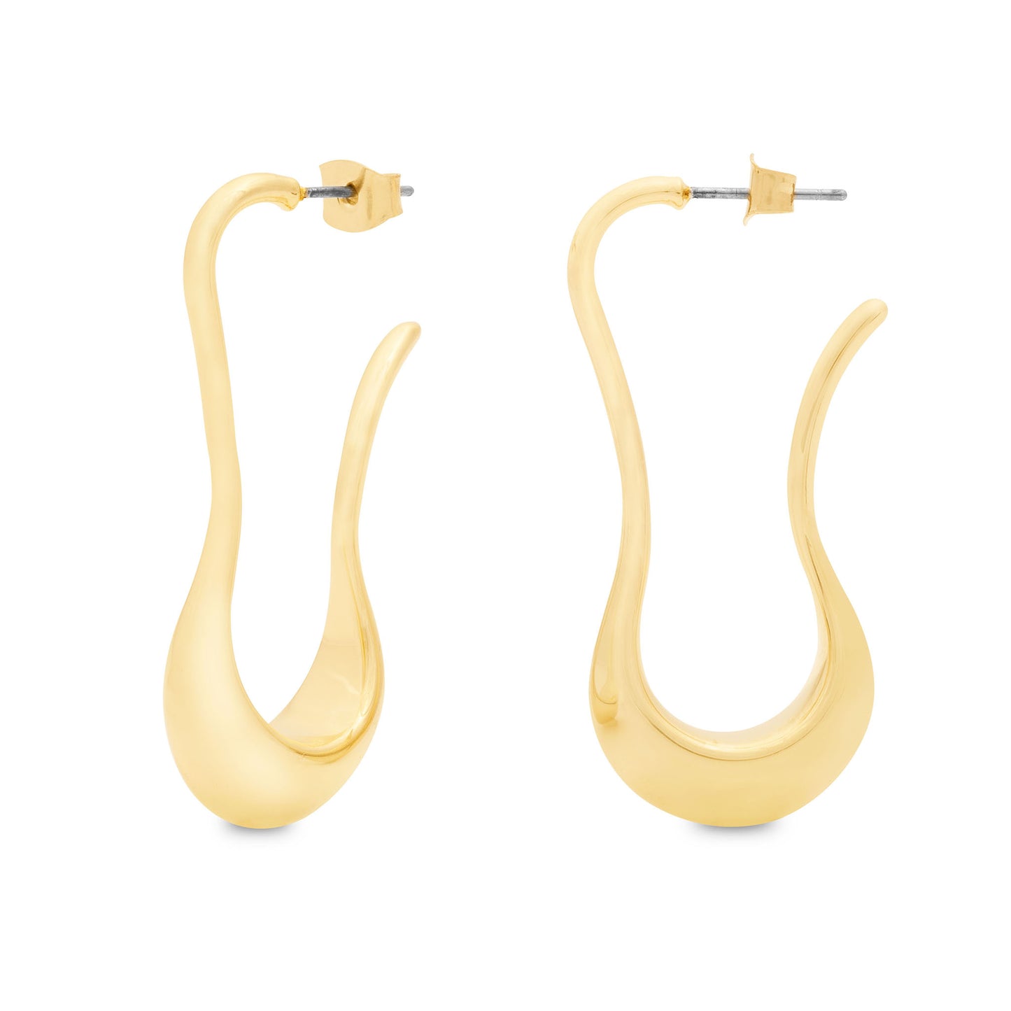 Gold Chunky Curved Oval Oblong Hoops