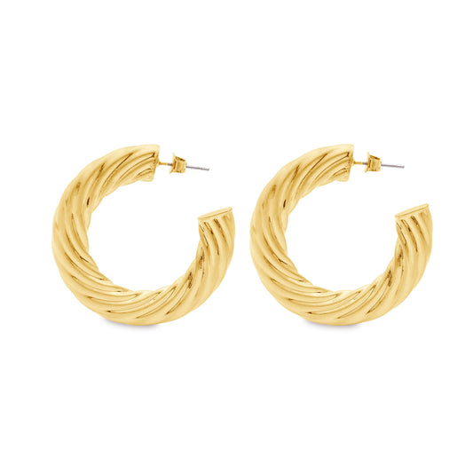 Large Gold Chunky Twisted Rope Hoops