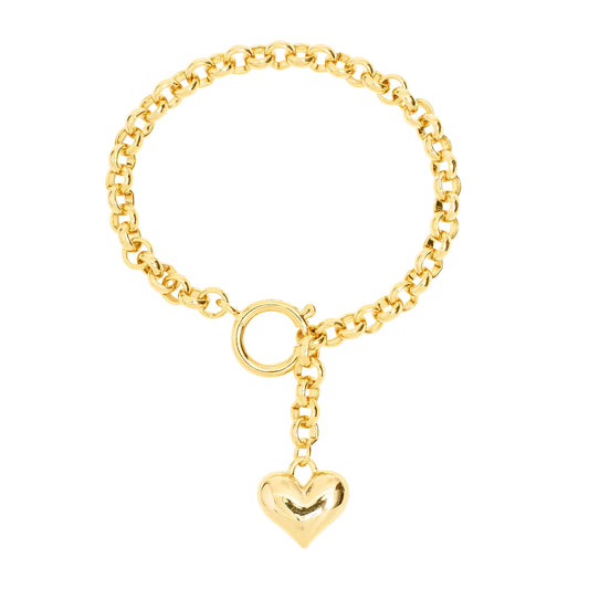 heart pendant gold chain bracelet