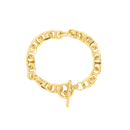 Chunky Gold Mariner Chain Bracelet Toggle Closure