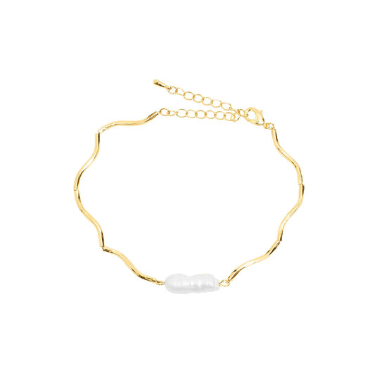 Delicate Gold Bracelet Freshwater Pearl Pendant