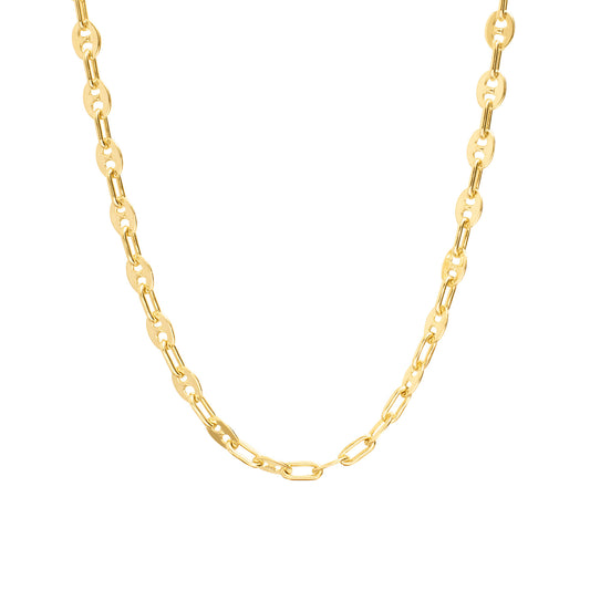 Gold Chunky Puffed Anchor Chain Necklace