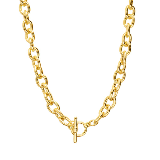Gold Chunky Cable Chain Toggle Necklace