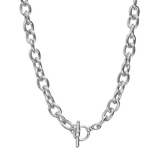 Silver Chunky Cable Chain Toggle Necklace