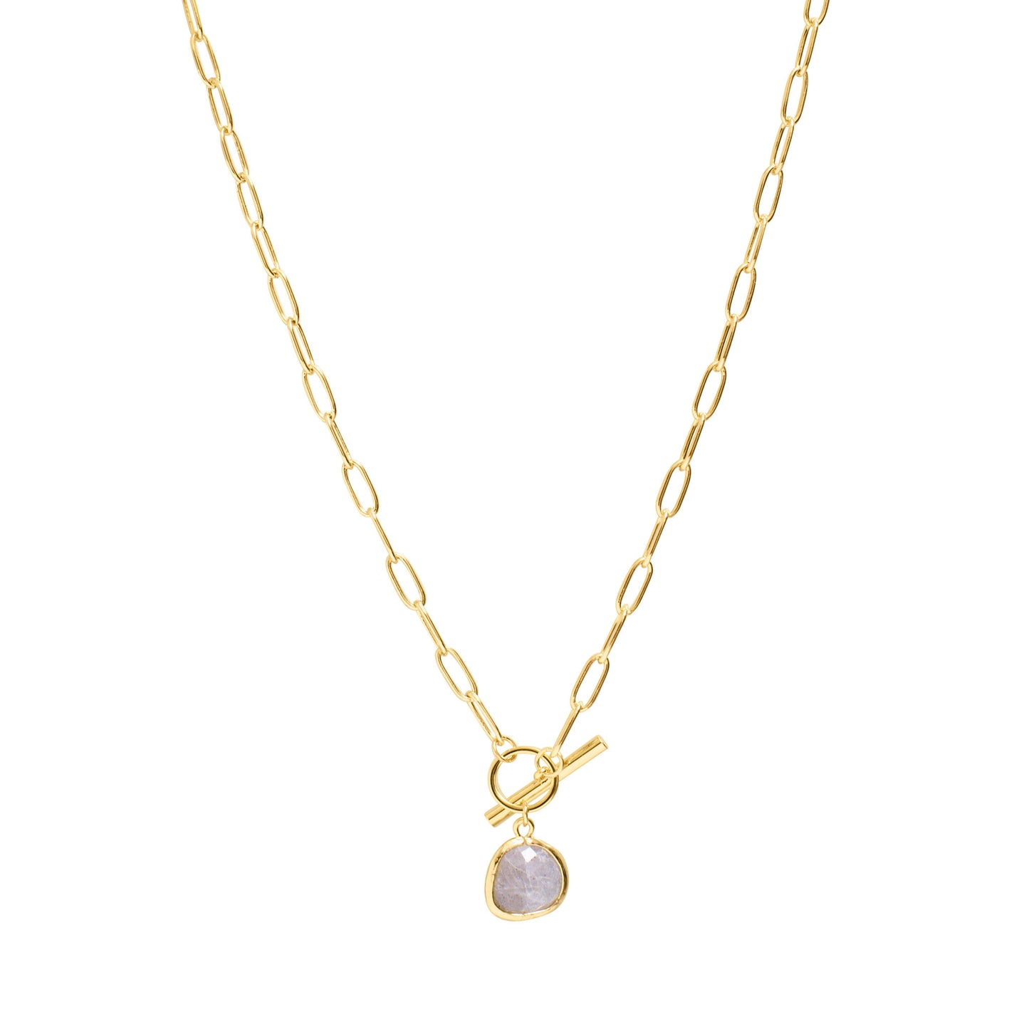 Labradorite Gem Gold Chain Necklace