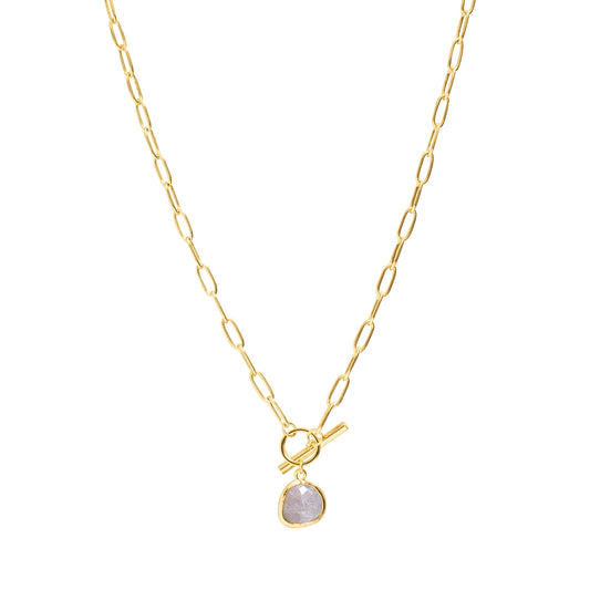 Labradorite Gem Gold Chain Necklace