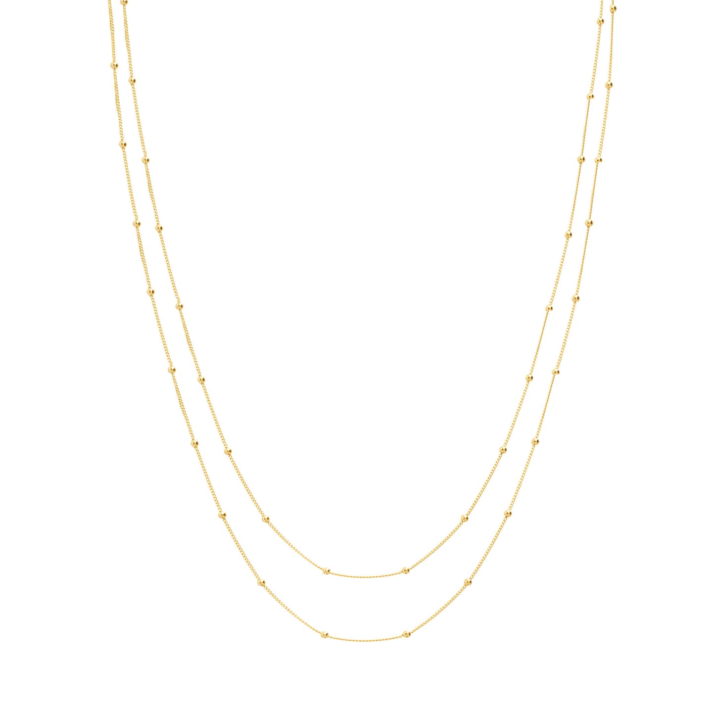 Gold  Layering  Necklace Satellite Double  Chains