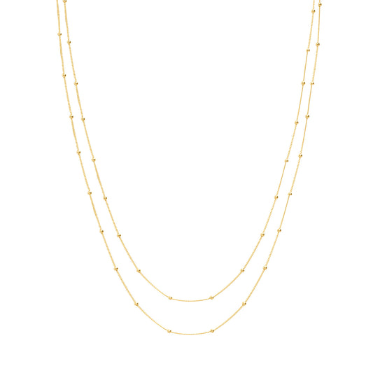Gold  Layering  Necklace Satellite Double  Chains