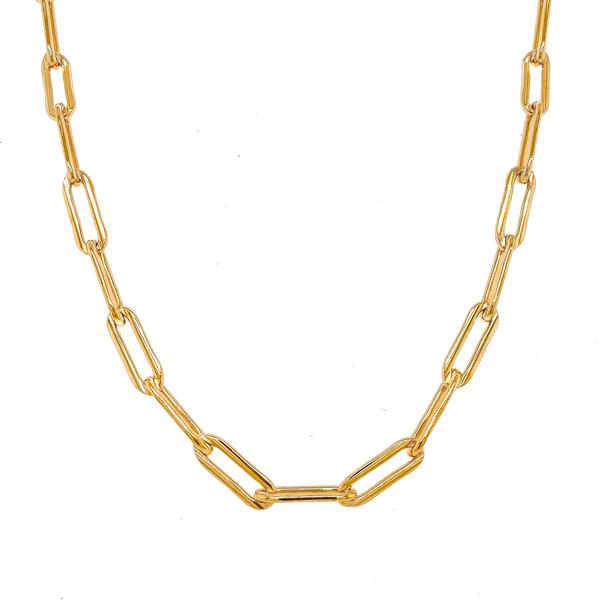 Gold Thick Paperclip Link Chain Necklace