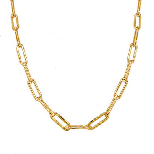 Gold Thick Paperclip Link Chain Necklace