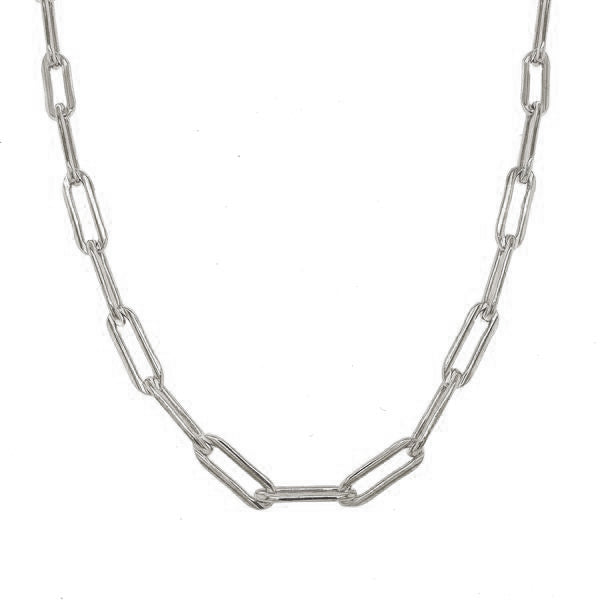 Silver Thick Paperclip Link Chain Necklace