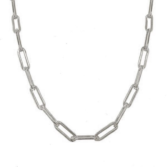 Silver Thick Paperclip Link Chain Necklace