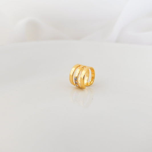 Wide Gold Ear cuff with Cubic