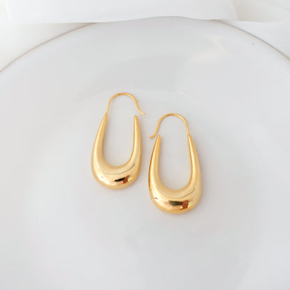 Gold Chunky Oval Oblong Hoops