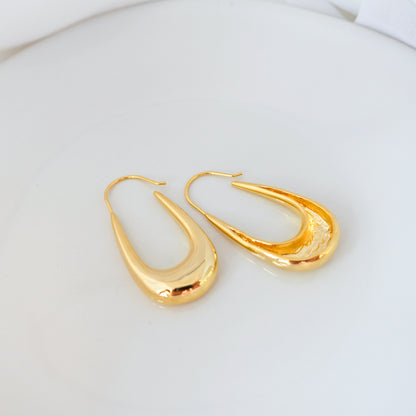 Gold Chunky Oval Oblong Hoops