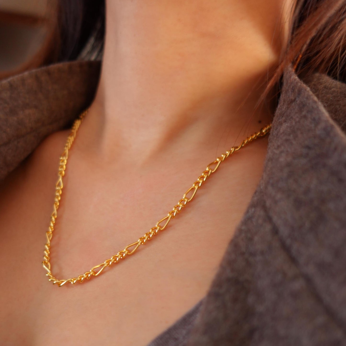 Gold Dainty Figaro Chain Necklace