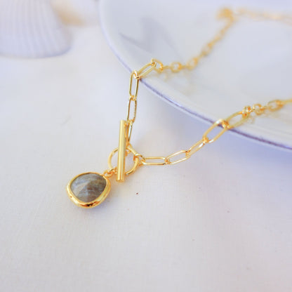 Labradorite Gem Gold Chain Necklace